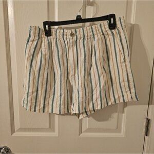 Madewell NWT Linen Viscose Blens Track Shorts in Stripe Size L